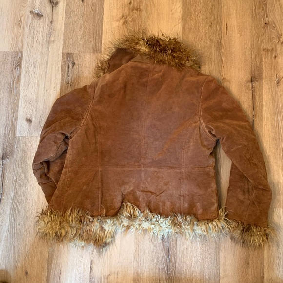 Vintage Y2K Rafaello Leather Penny Lane Afghan Leather Coat w/ Fur Collar Sz L - Picture 5 of 5